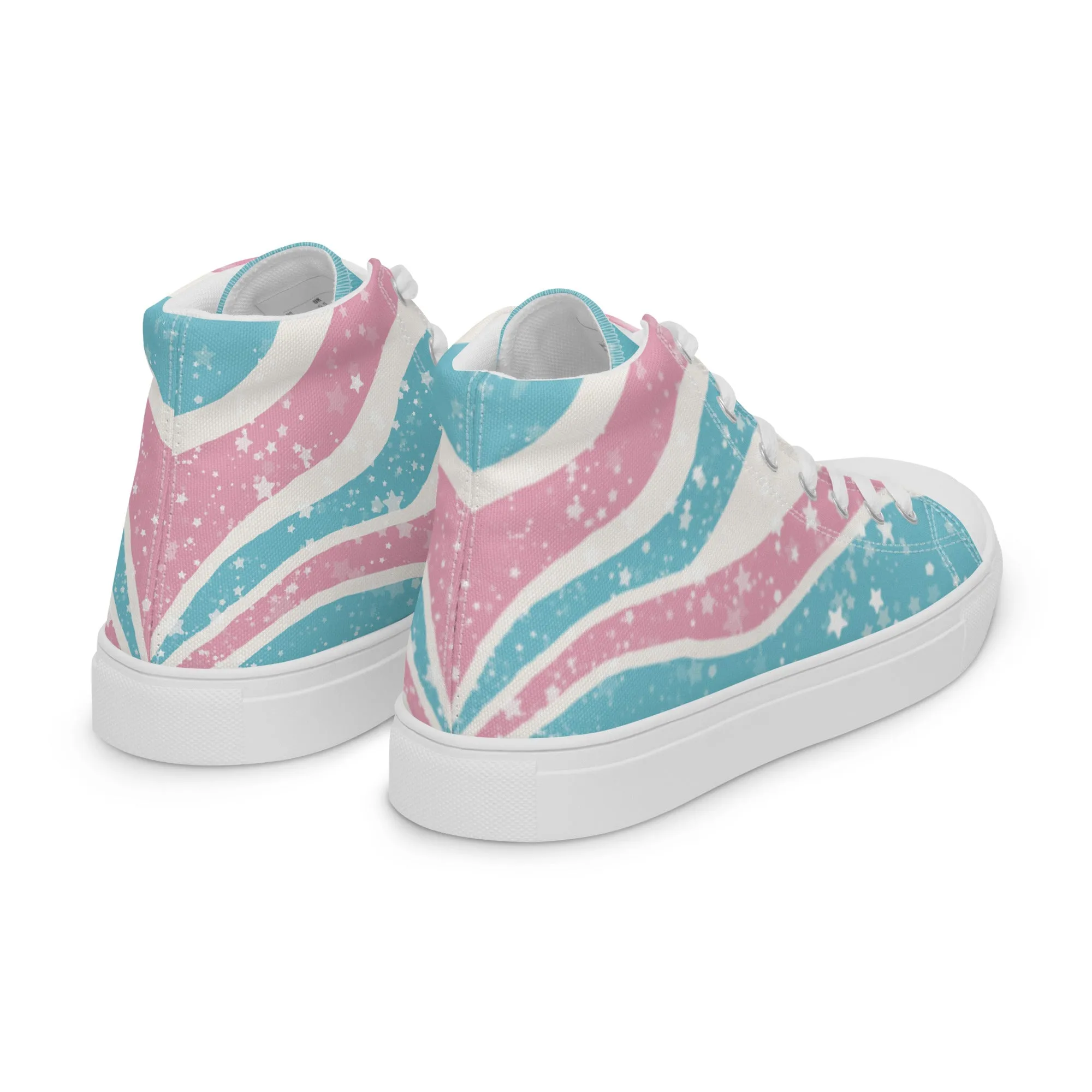 Starry Transgender Pride High Top Canvas Shoes (Fem Sizing)