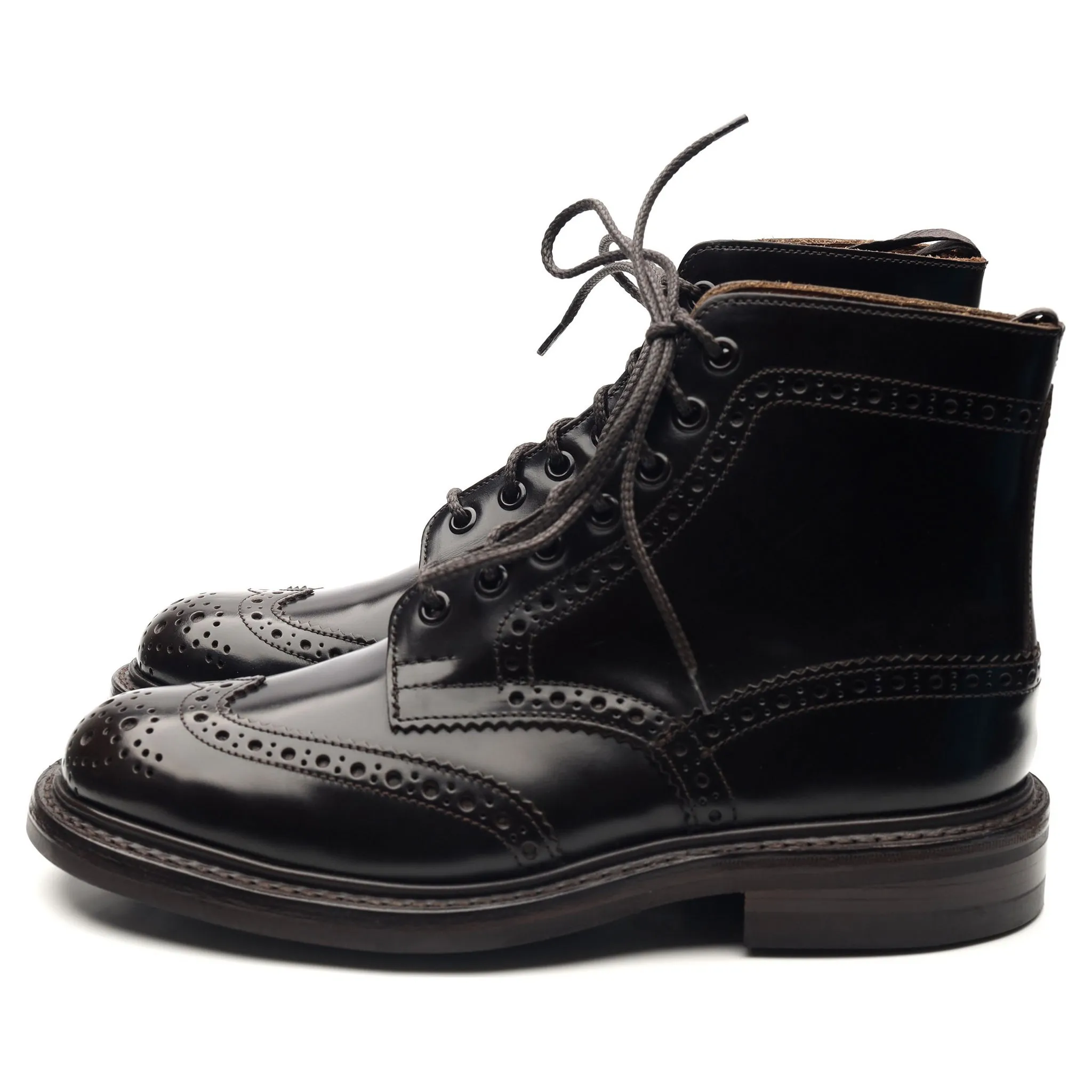 'Stow' Dark Brown Leather Brogue Boots UK 6.5