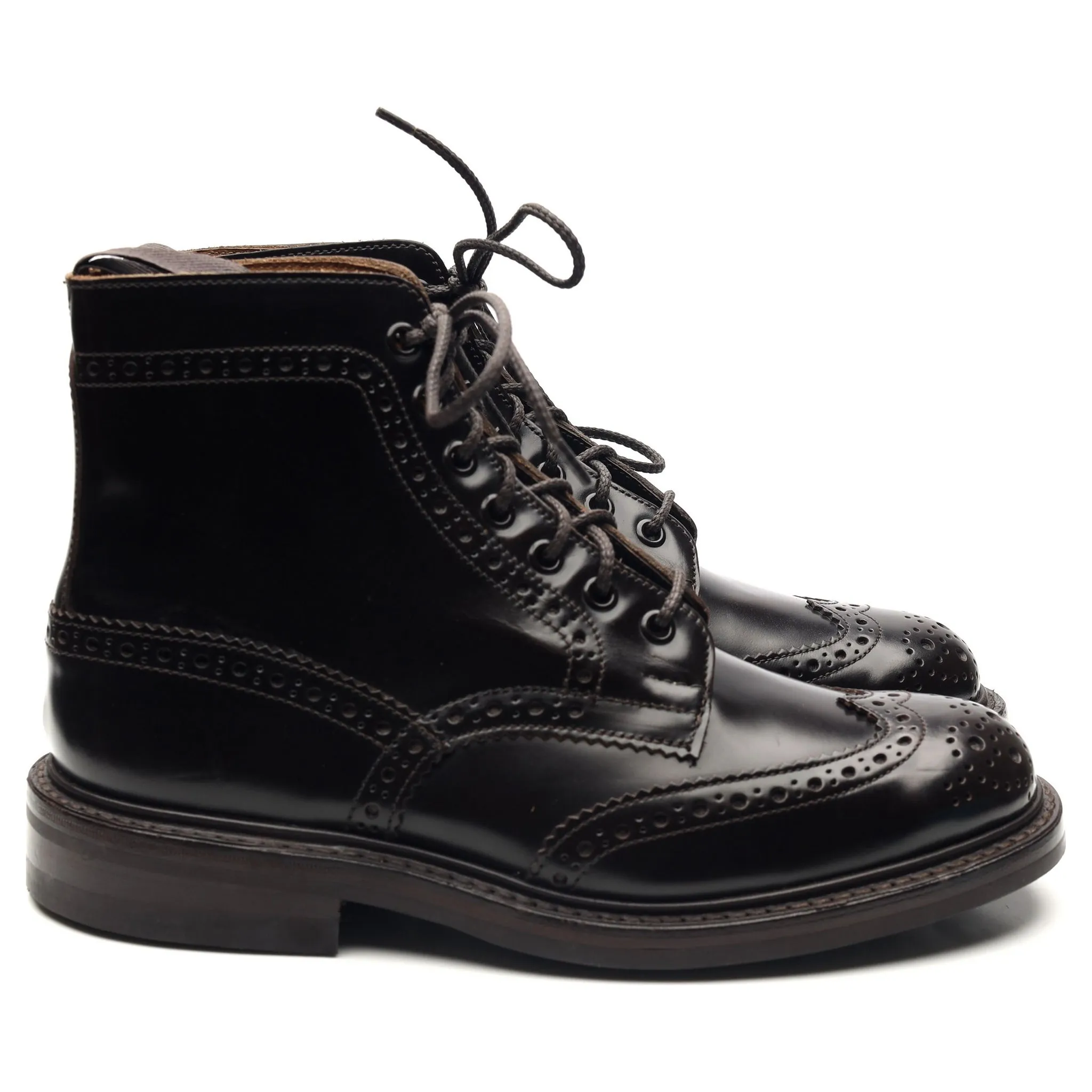 'Stow' Dark Brown Leather Brogue Boots UK 6.5