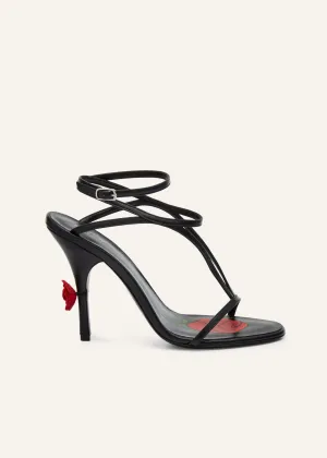 Strappy sandal heels in black patent