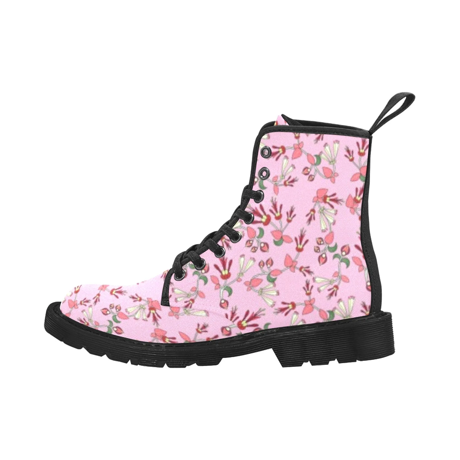 Strawberry Floral Boots for Women (Black)