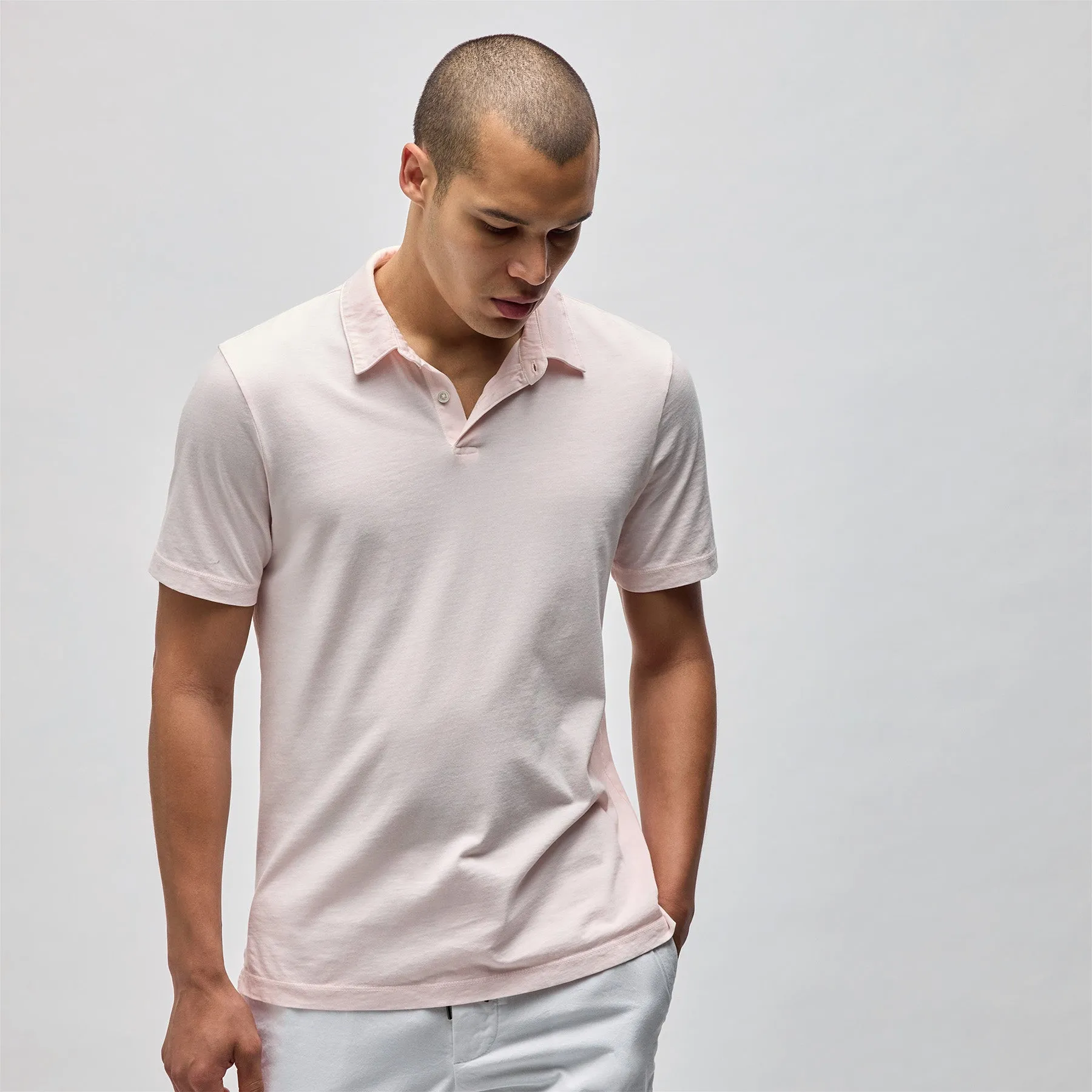 Sueded Jersey Polo - Zephyr Pigment