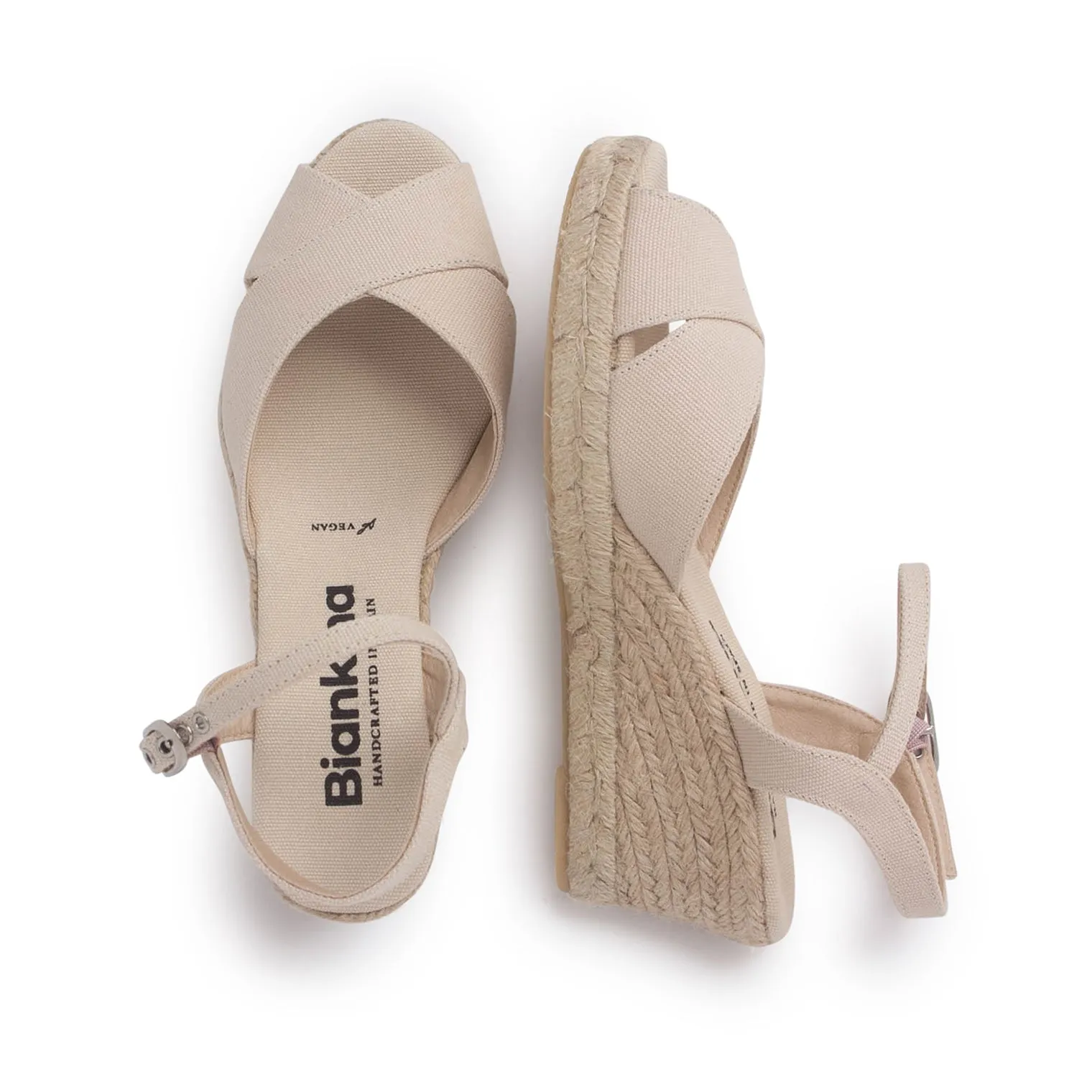 Taggia Organic Canvas Eco Vegan Espadrille Wedges - Beige