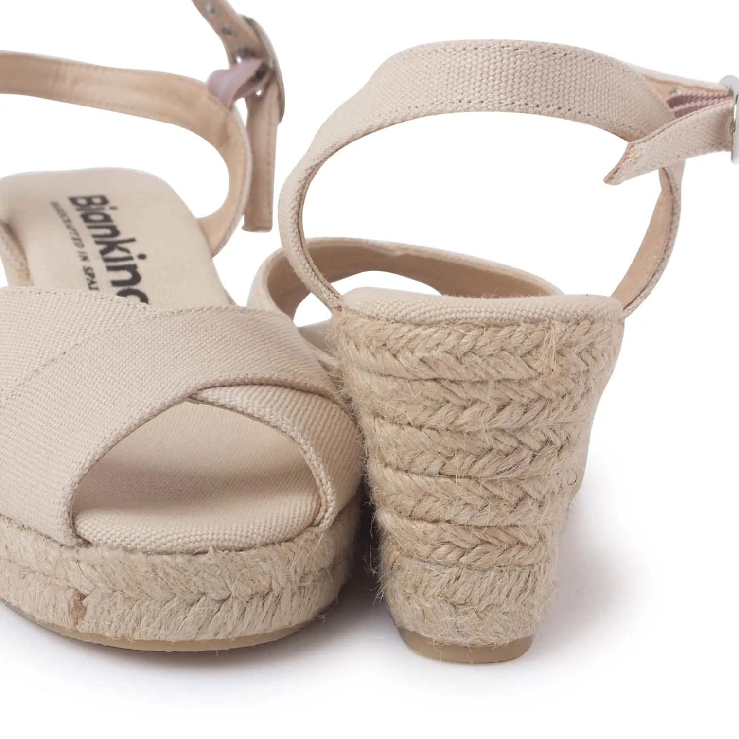 Taggia Organic Canvas Eco Vegan Espadrille Wedges - Beige