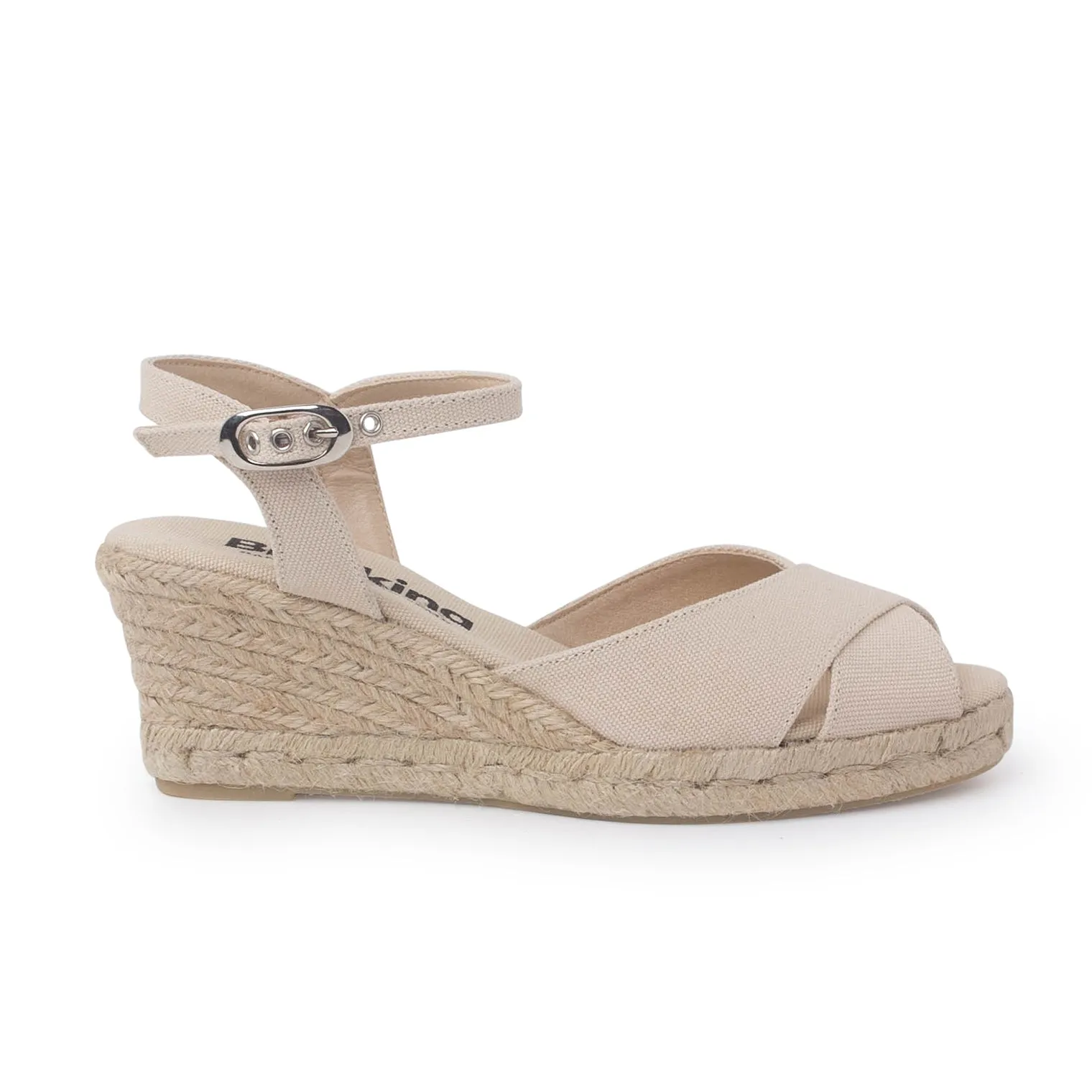 Taggia Organic Canvas Eco Vegan Espadrille Wedges - Beige