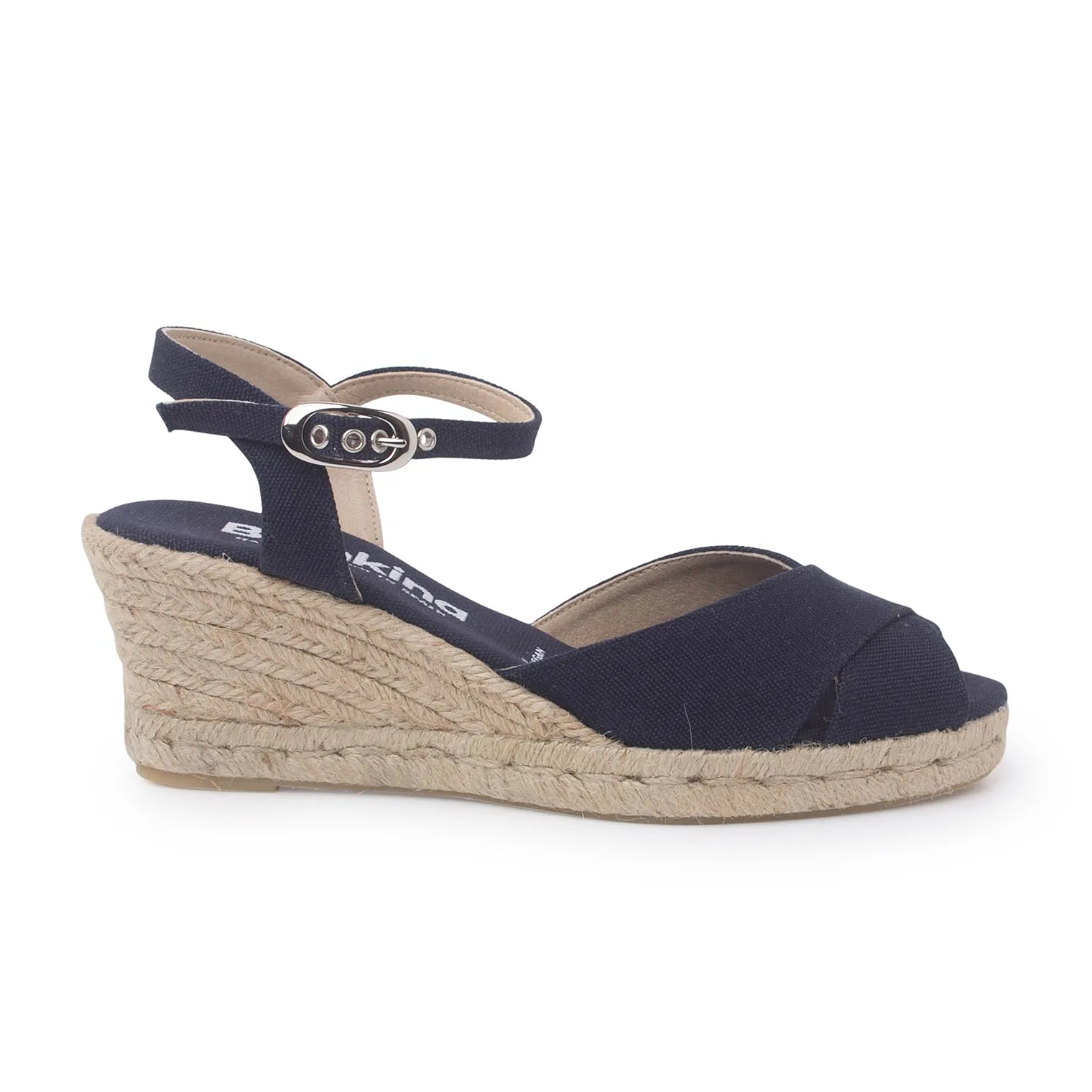 Taggia Organic Canvas Eco Vegan Espadrille Wedges - Navy Blue