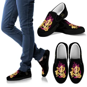 Tamashi - Soul Kanji (Black/Gold) Slip Ons - Womens