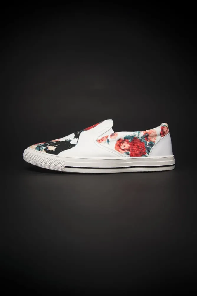 Tupac Floral Print Canvas Men's Slip On Low-Top