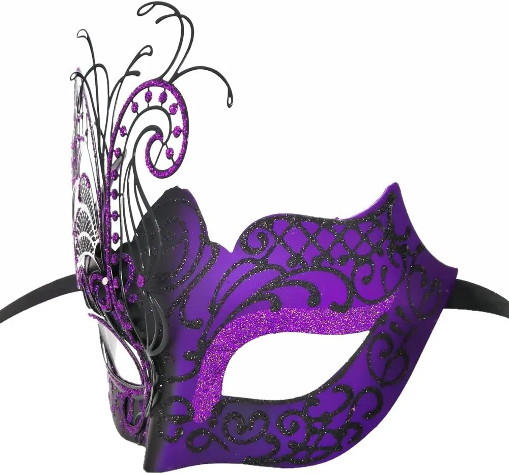 Ubauta Masquerade Mask For Women Venetian Mask/Halloween/Party/Ball Prom/Mardi Gras/Wedding/Wall Decoration (Purple Butterfly)