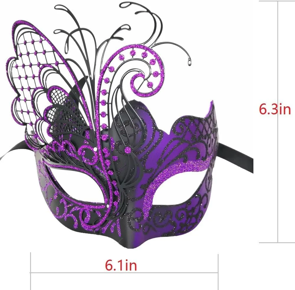 Ubauta Masquerade Mask For Women Venetian Mask/Halloween/Party/Ball Prom/Mardi Gras/Wedding/Wall Decoration (Purple Butterfly)