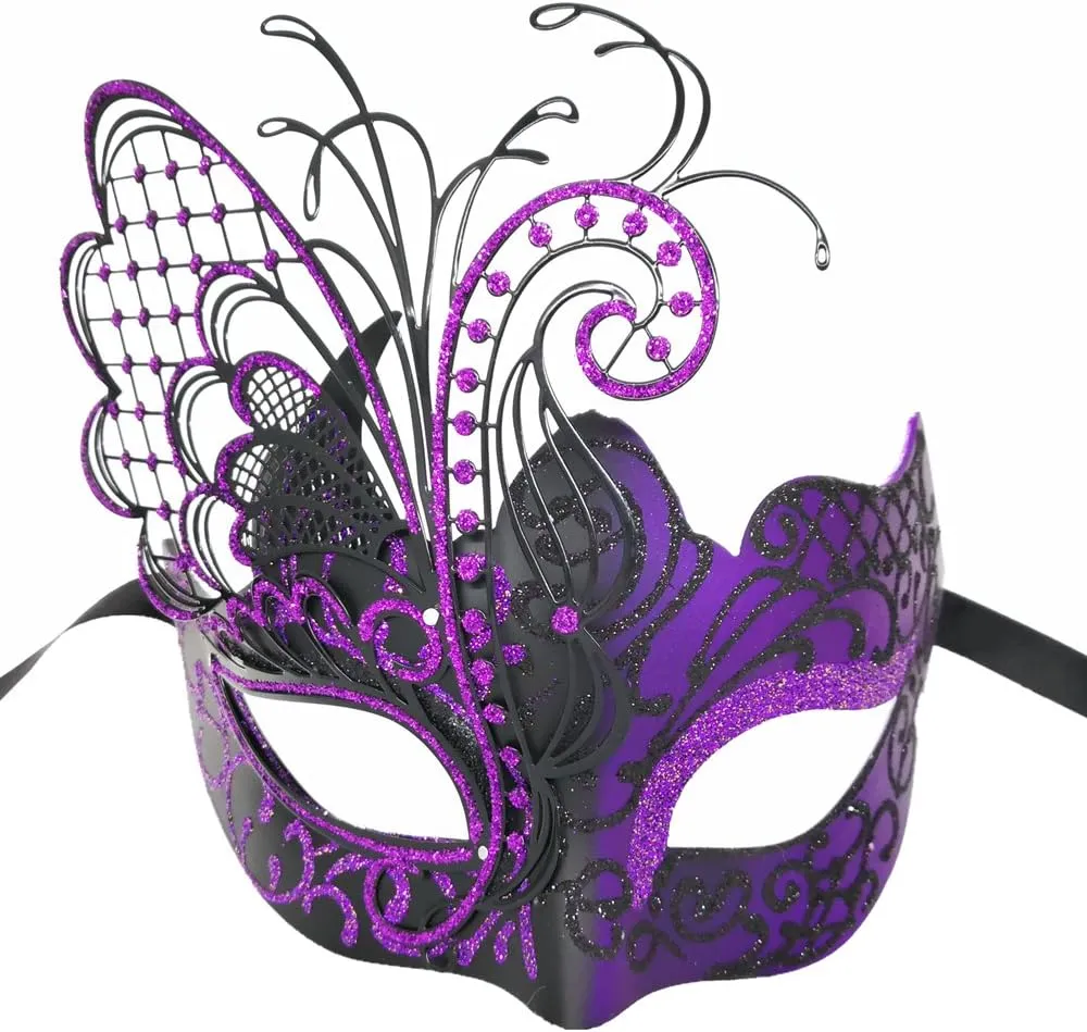 Ubauta Masquerade Mask For Women Venetian Mask/Halloween/Party/Ball Prom/Mardi Gras/Wedding/Wall Decoration (Purple Butterfly)