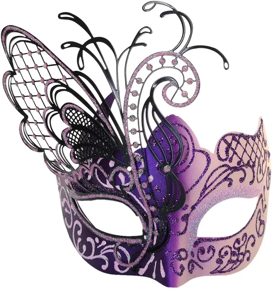 Ubauta Masquerade Mask For Women Venetian Mask/Halloween/Party/Ball Prom/Mardi Gras/Wedding/Wall Decoration (Purple Butterfly)