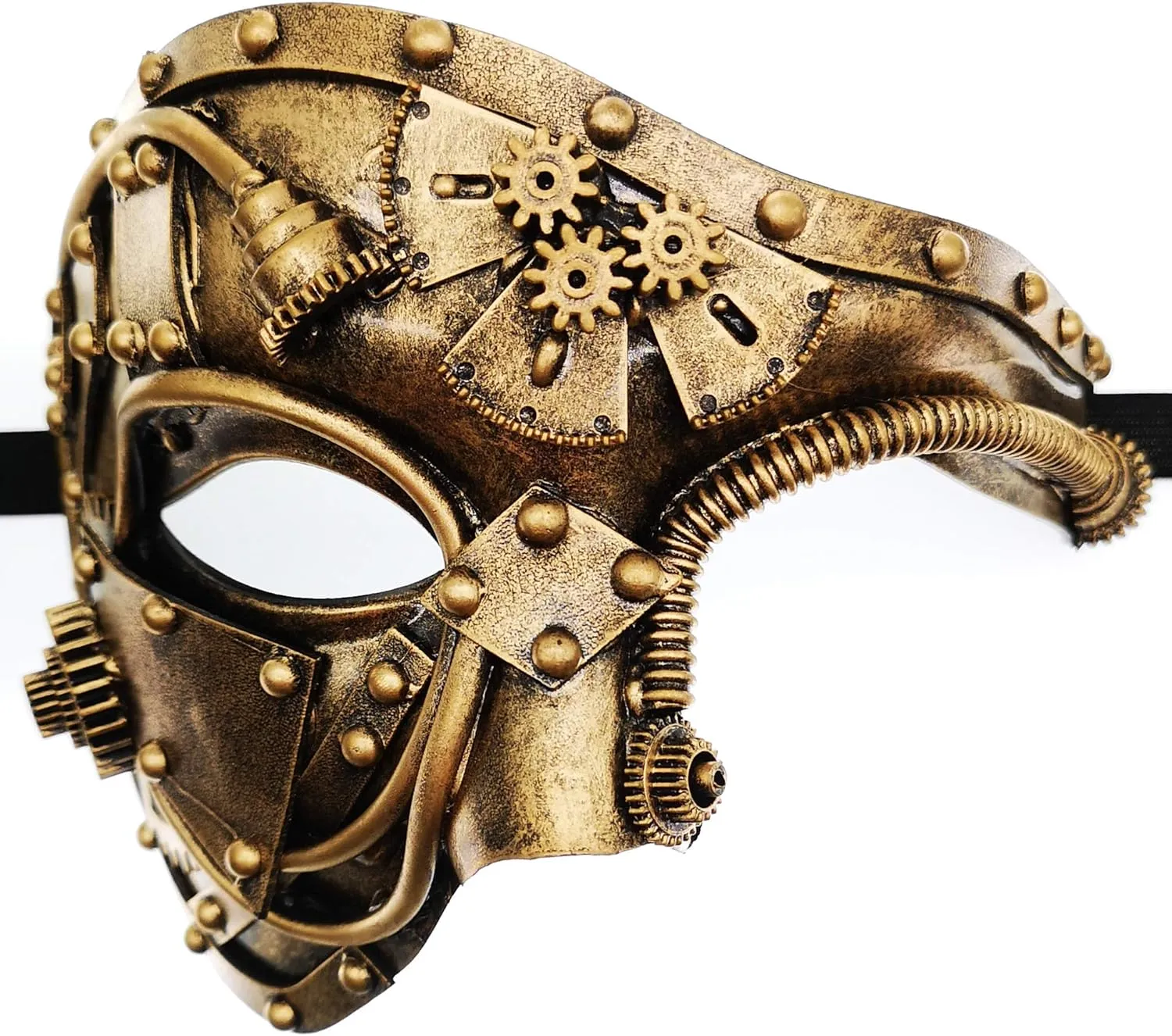 Ubauta Steampunk Metal Cyborg Venetian Mask, Masquerade Mask For Halloween Costume Party/Phantom Of The Opera/Mardi Gras Ball