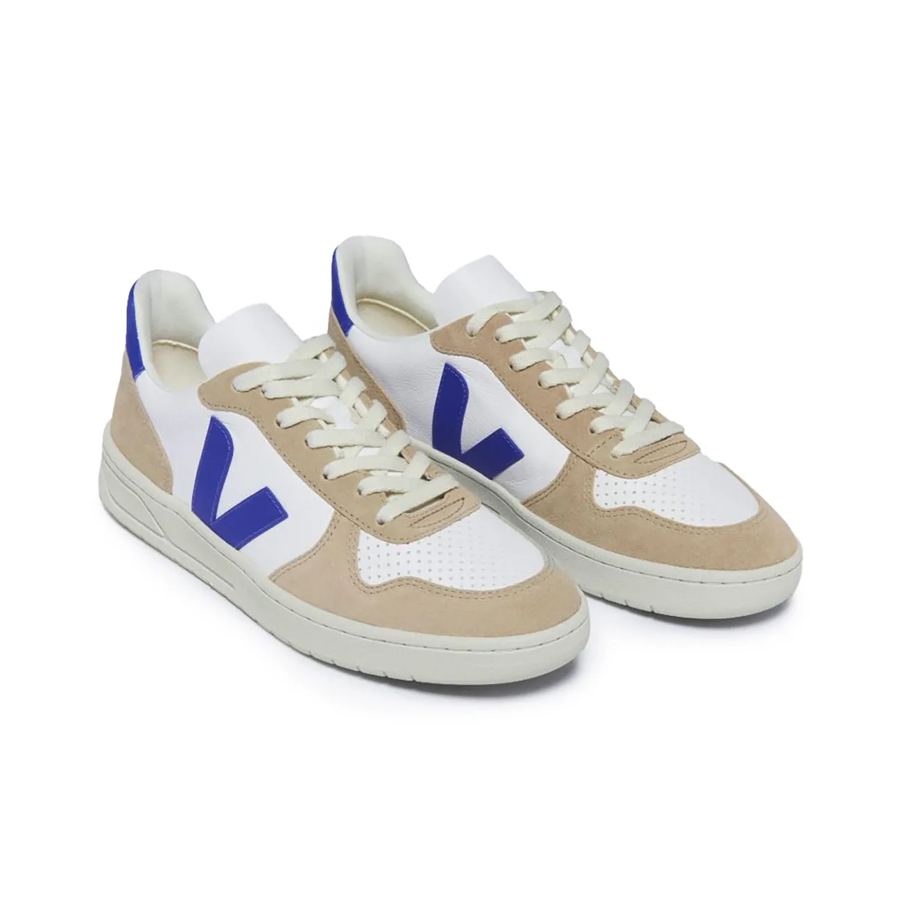 V-10 Chromefree Leather Trainer - White Paros Sahara