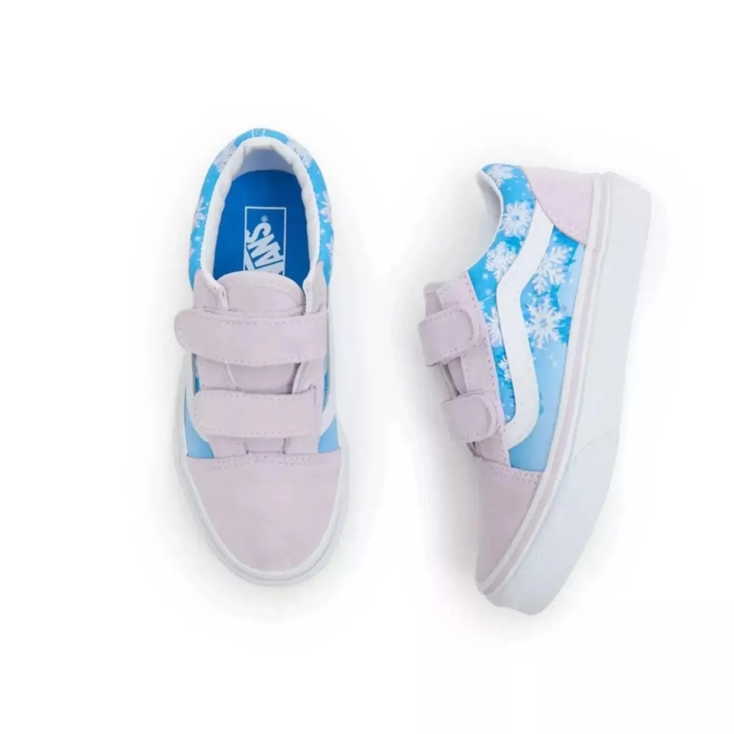 Vans Kid's Old Skool V Shoes - Pink / Blue / White