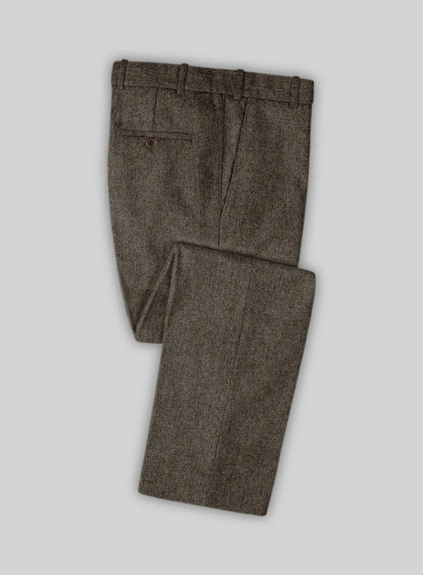 Vintage Dark Brown Herringbone Tweed Pants