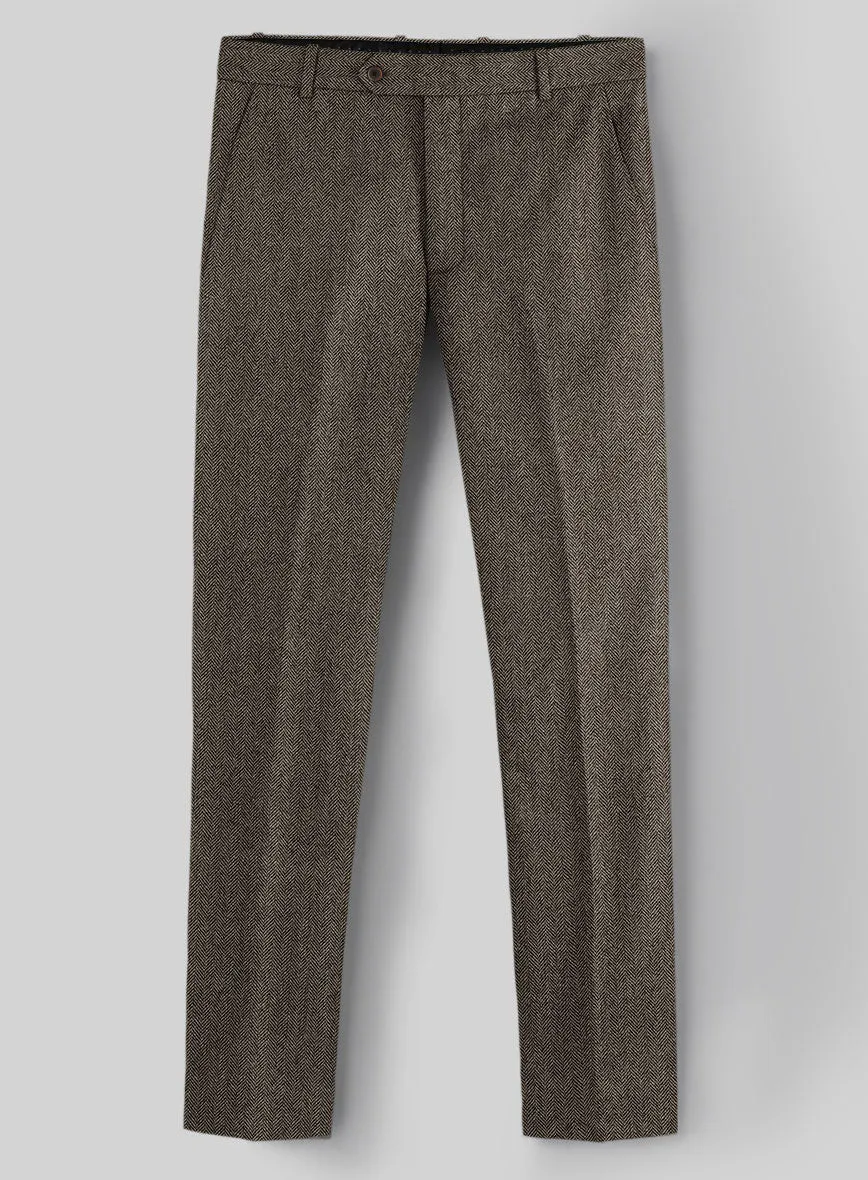 Vintage Dark Brown Herringbone Tweed Pants