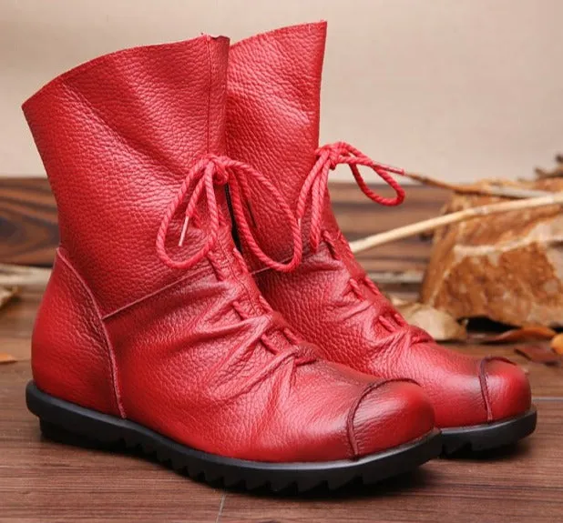 Vintage Look Winter Low Heel Casual Female Short Boots