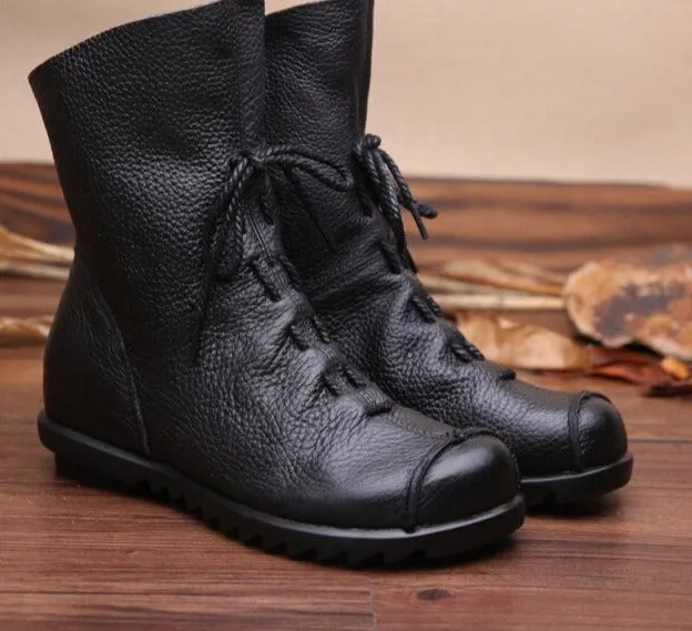 Vintage Look Winter Low Heel Casual Female Short Boots