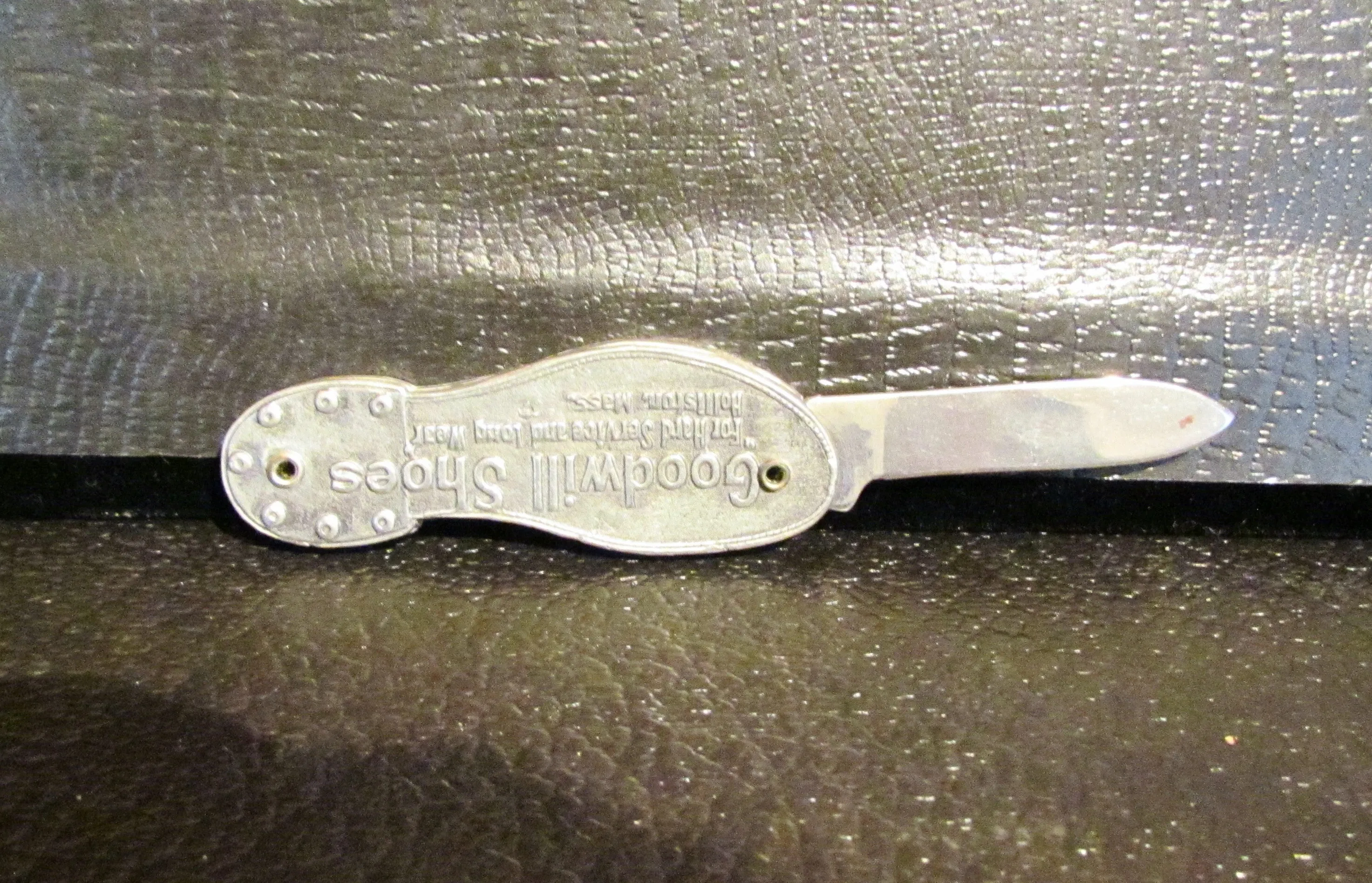 Vintage Pocket Knife Figural Goodwill Shoes Holliston, MA Advertising