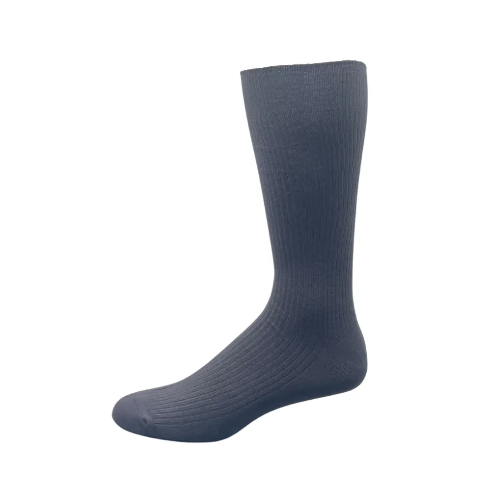 Wellness Solid Ribbed Bamboo Diabetic Sock-Large