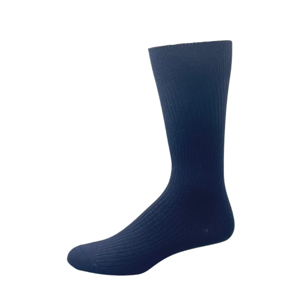 Wellness Solid Ribbed Bamboo Diabetic Sock-Large