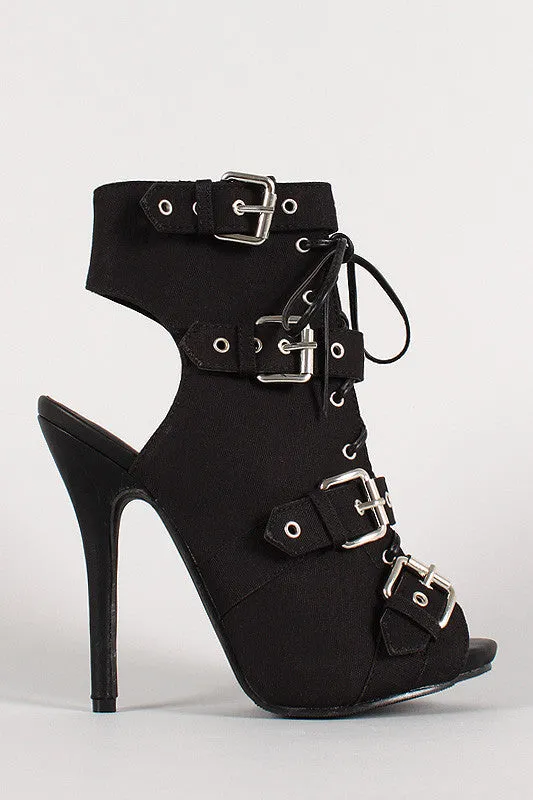 Wild Diva Lounge Strappy Open Toe Heel