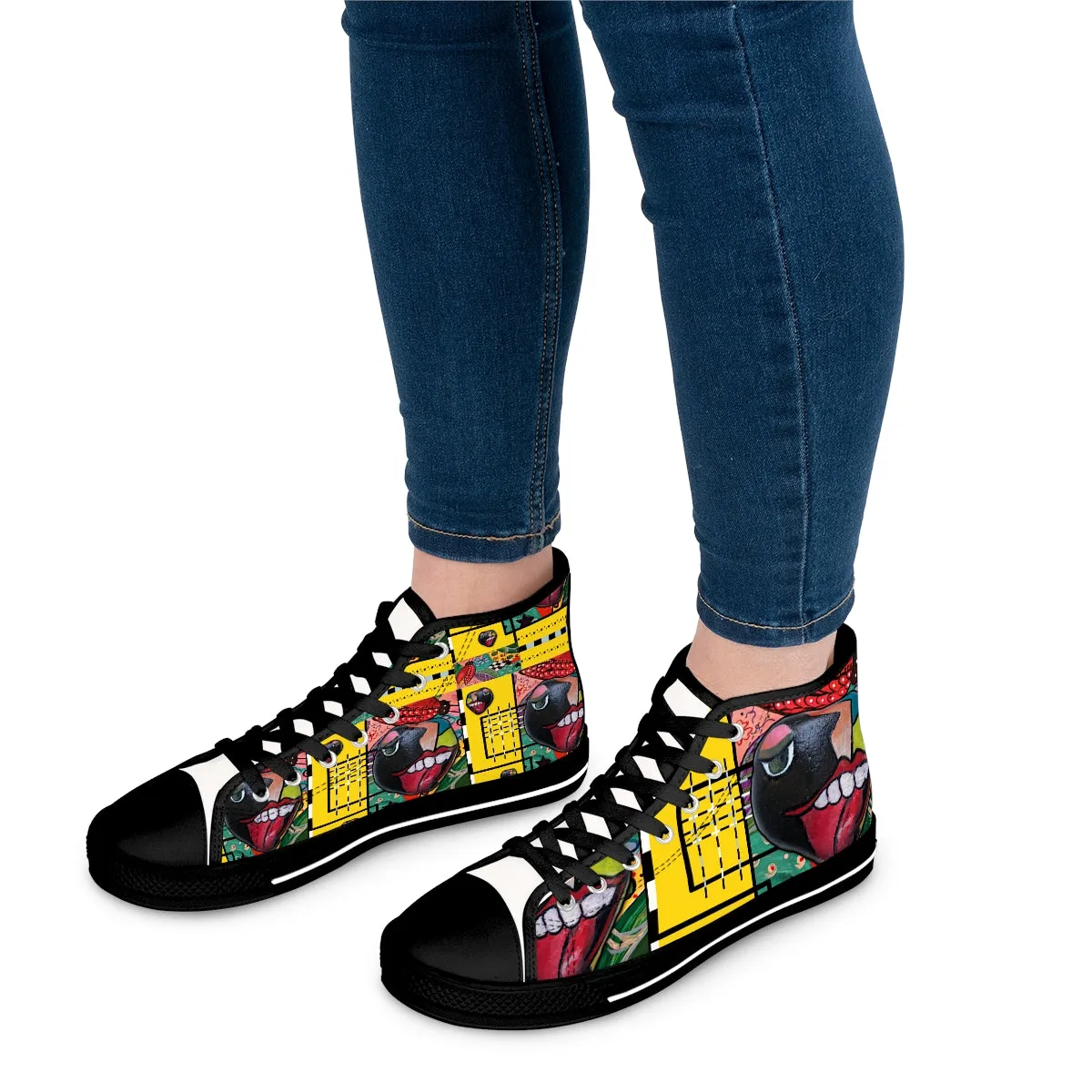 Women's High Top Sneakers PEBBLE TONGUE ART