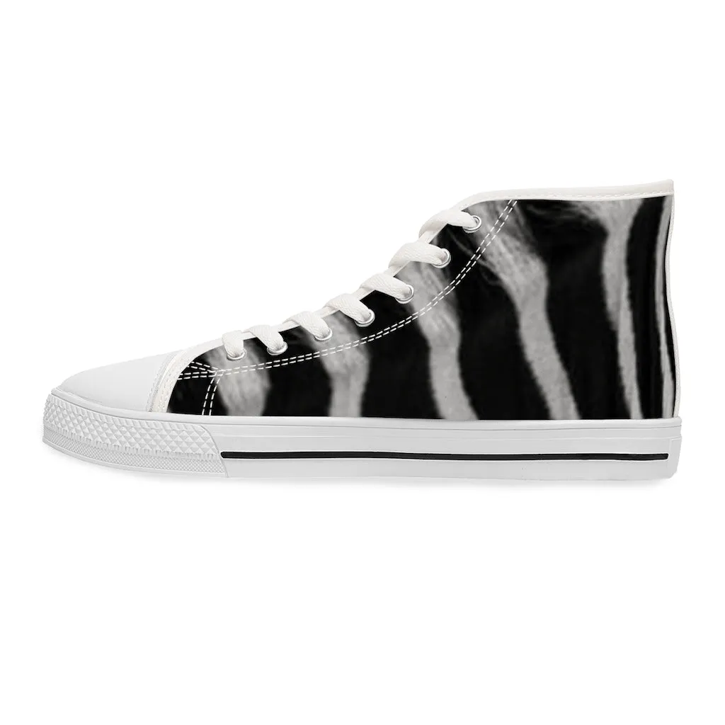 Women's High Top Sneakers with Zebra Photo by Pierre Lemos (shipping to US, Canada & Europe)