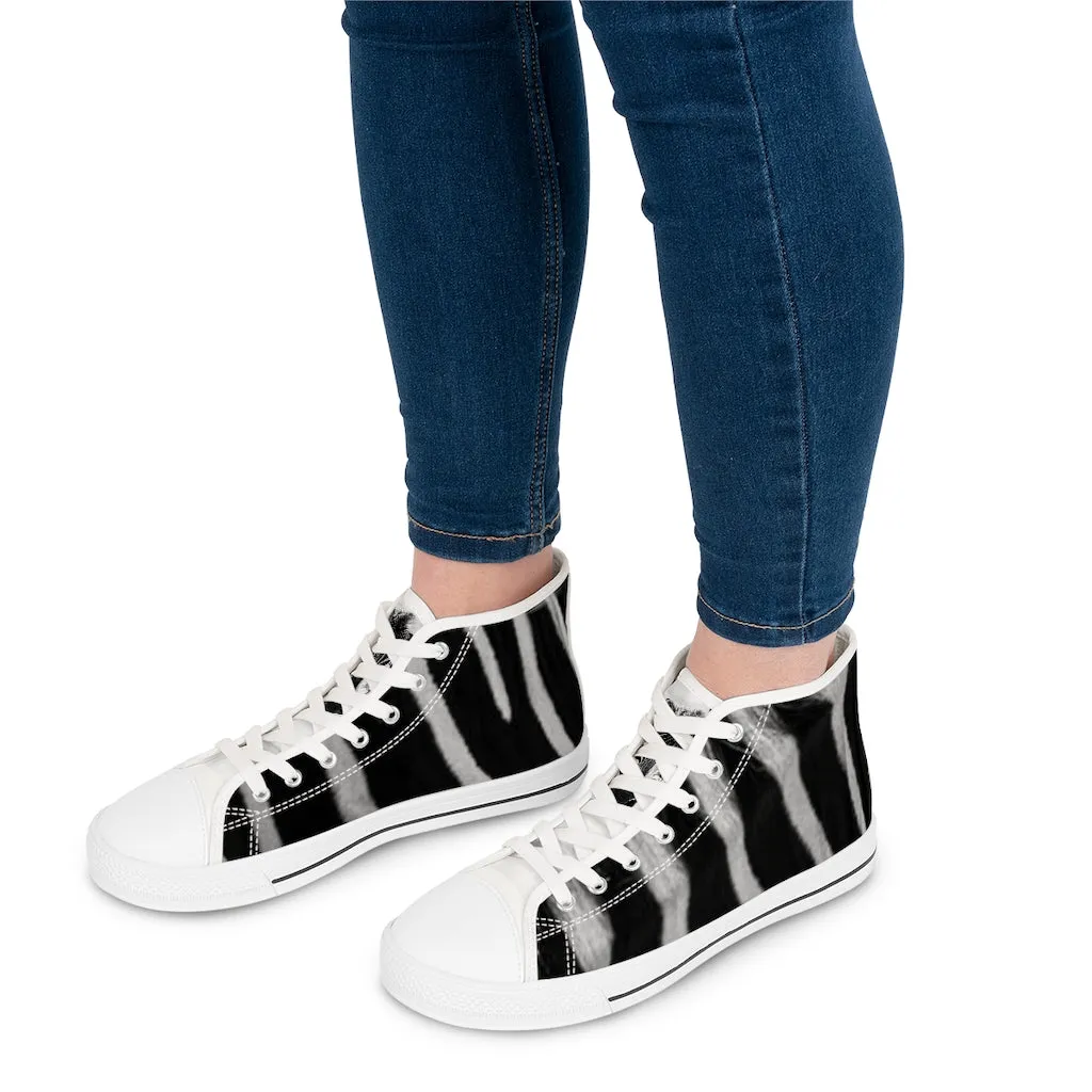 Women's High Top Sneakers with Zebra Photo by Pierre Lemos (shipping to US, Canada & Europe)