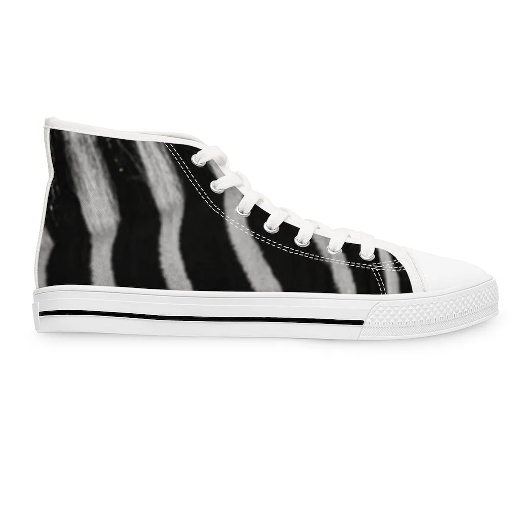 Women's High Top Sneakers with Zebra Photo by Pierre Lemos (shipping to US, Canada & Europe)