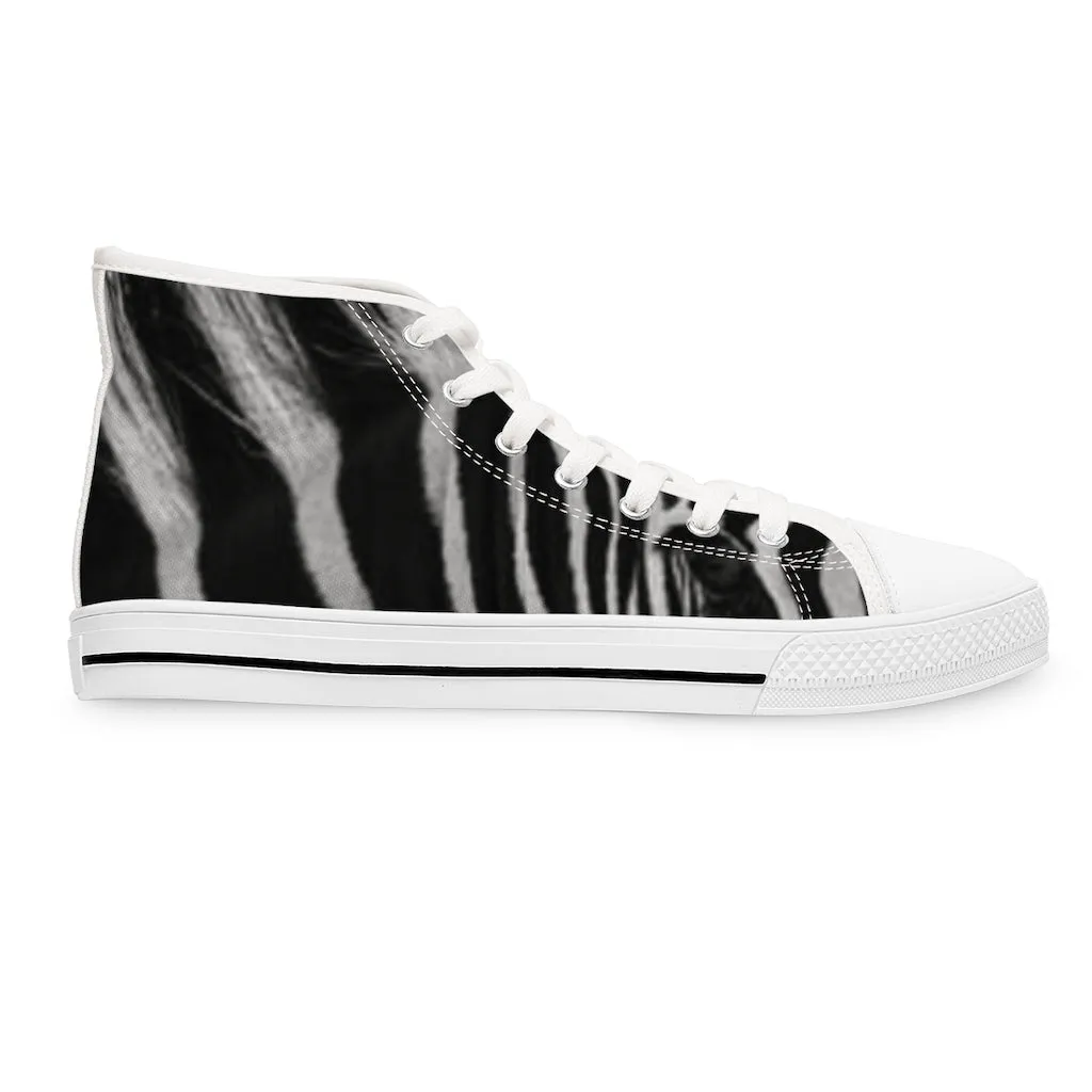 Women's High Top Sneakers with Zebra Photo by Pierre Lemos (shipping to US, Canada & Europe)