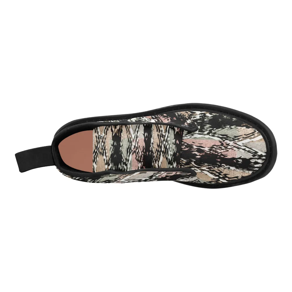 Women's Snake Print Canvas Boots