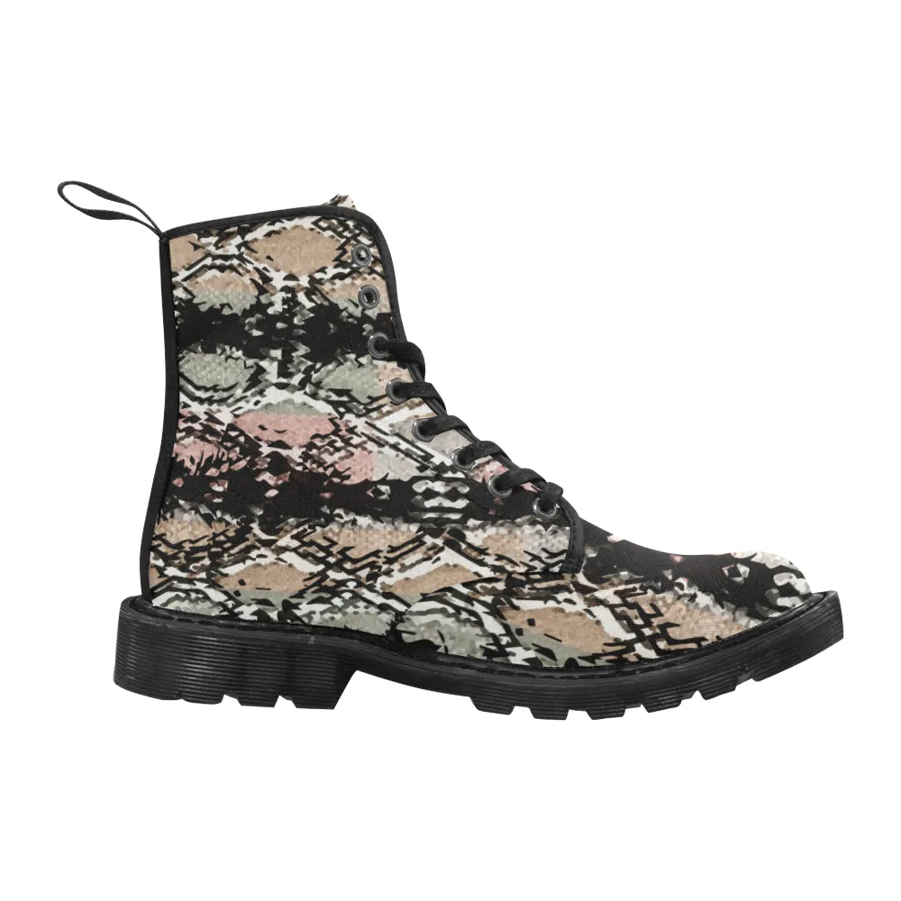 Women's Snake Print Canvas Boots