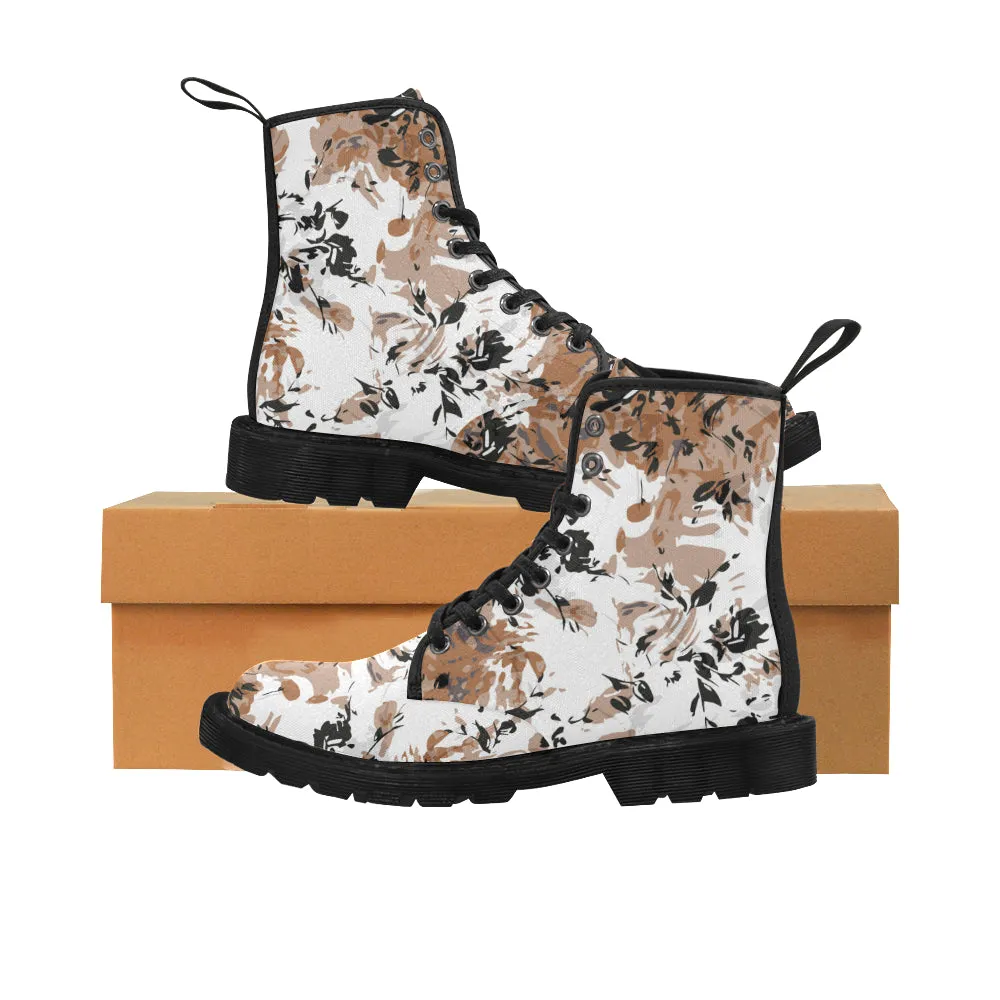 Women's Spring Floral Print Canvas Boots