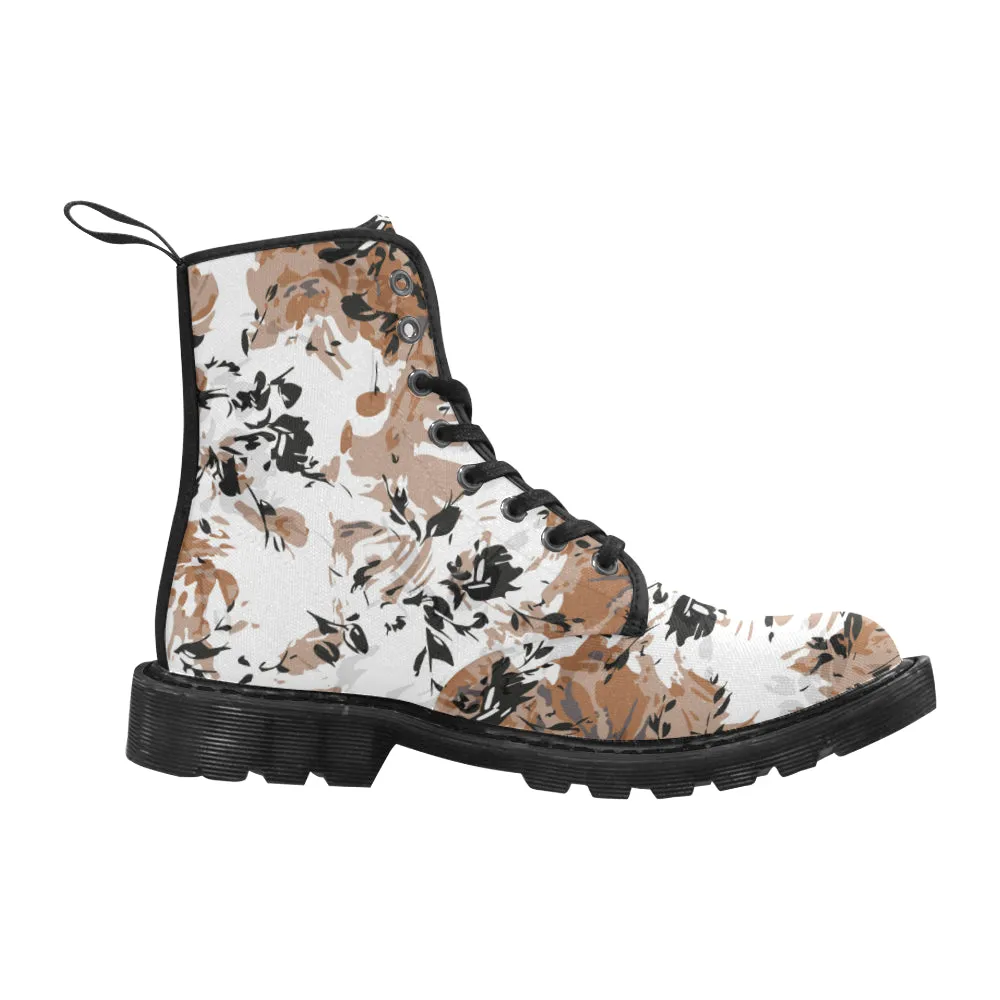 Women's Spring Floral Print Canvas Boots