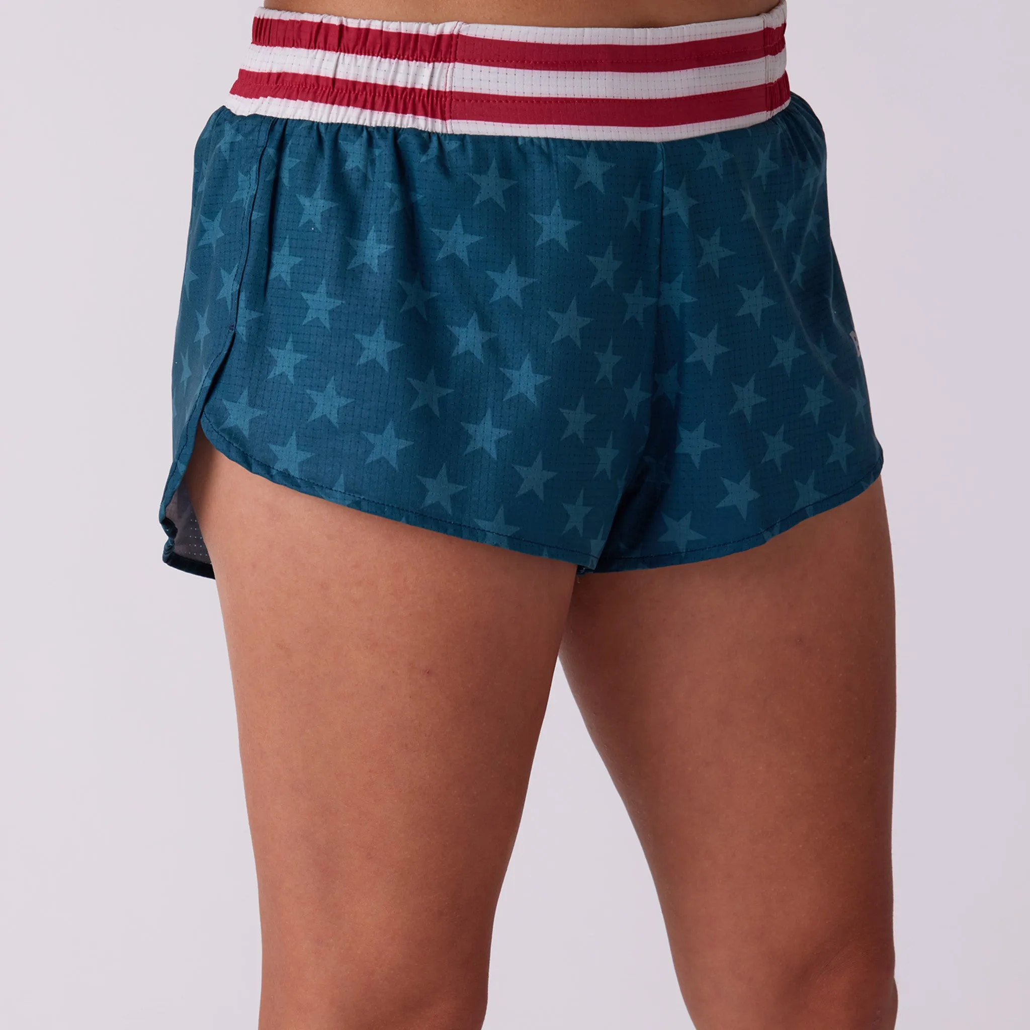 Women's Sprint 1.5" Lined Half Split Short - Stars