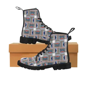 Women's Tribal Geometrical Print Canvas Boots