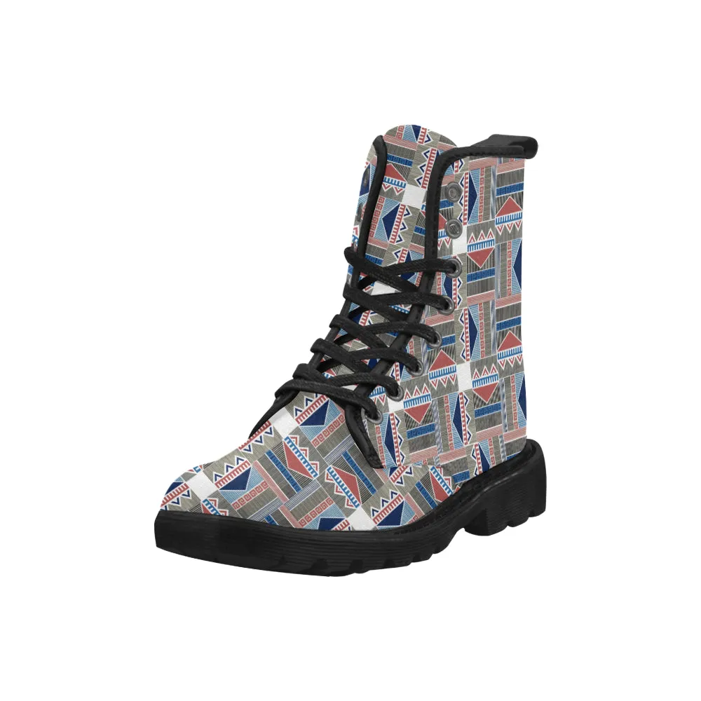 Women's Tribal Geometrical Print Canvas Boots