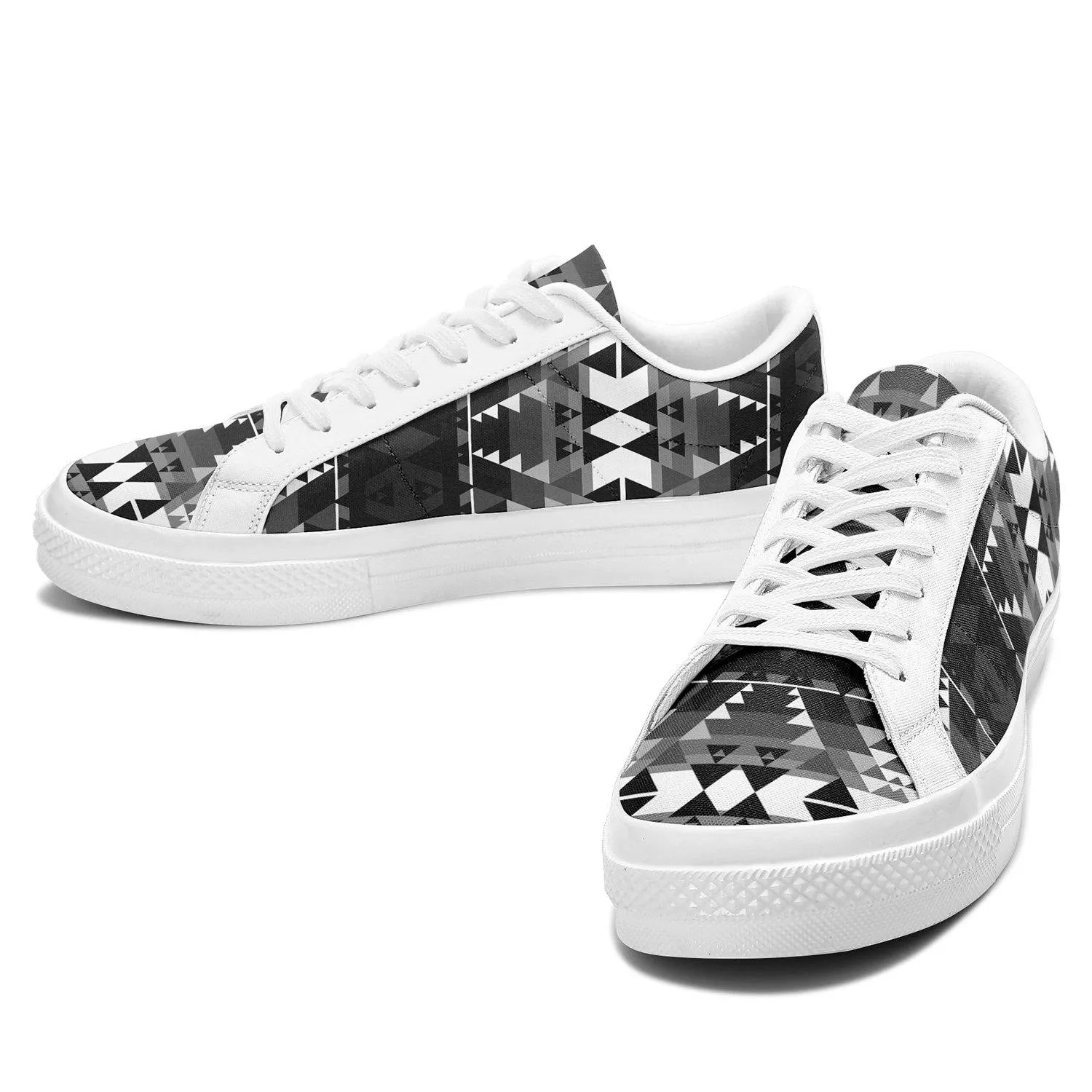 Writing on Stone Black and White Aapisi Low Top Canvas Shoes White Sole