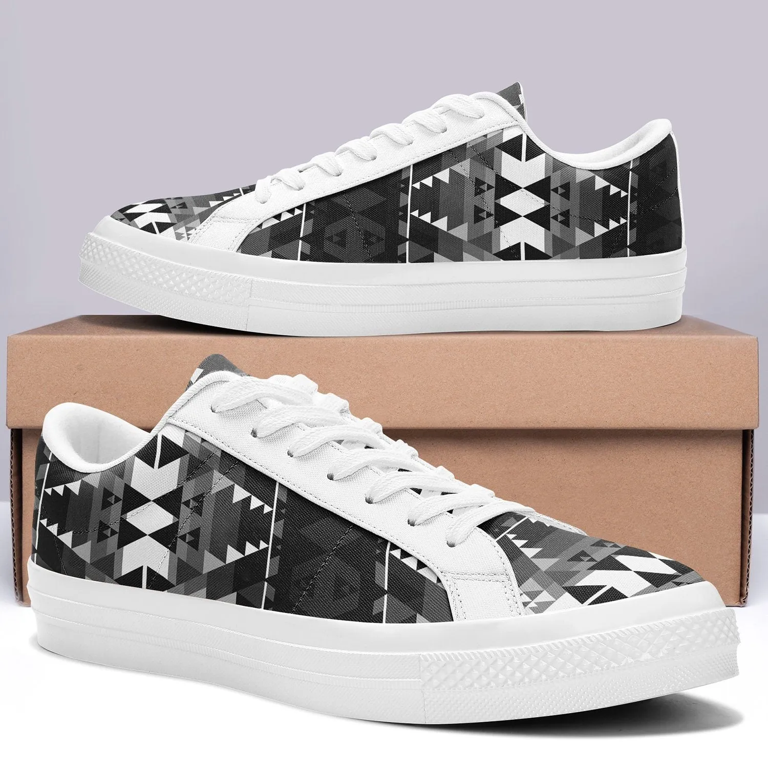 Writing on Stone Black and White Aapisi Low Top Canvas Shoes White Sole