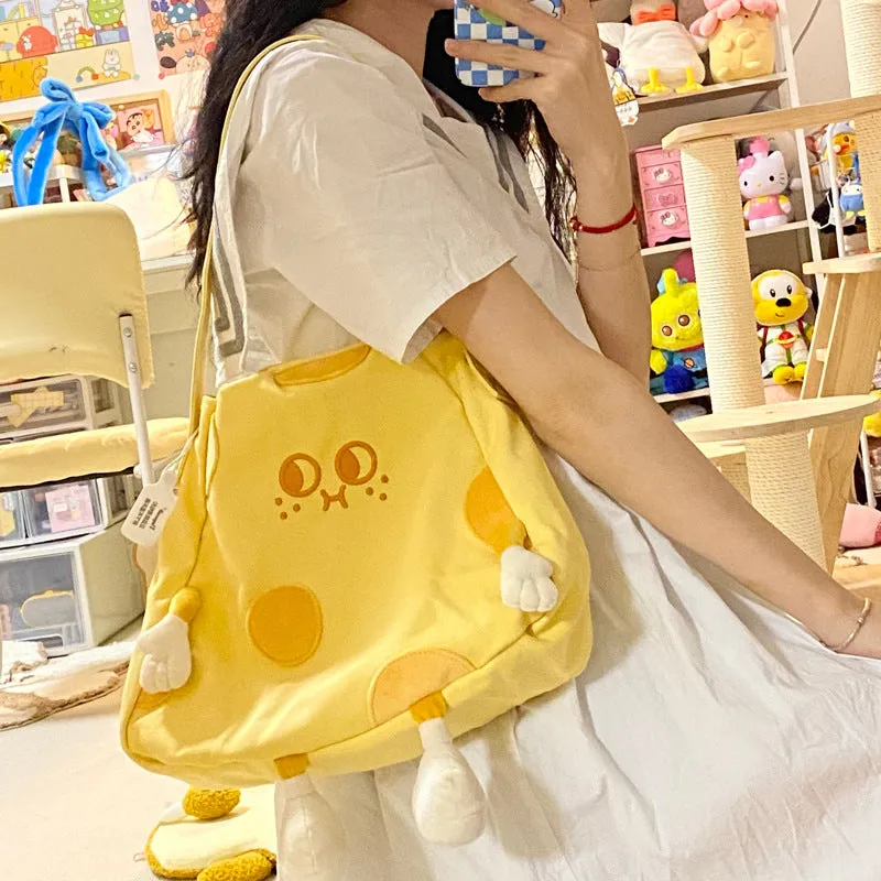 Xiaohongshu CHEESE CHEESE Small Man Crossbody Bag Female Spring and Summer Advanced Texture Canvas Bag Handbag for Girlfriend Bag