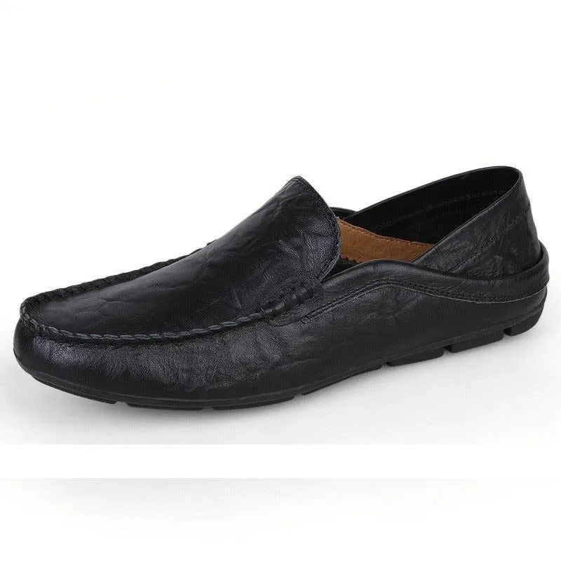 Yeknu Leather Men Shoes Luxury Trendy Casual Slip on Formal Loafers Men Moccasins Italian Black Male Driving Shoes Sneakers