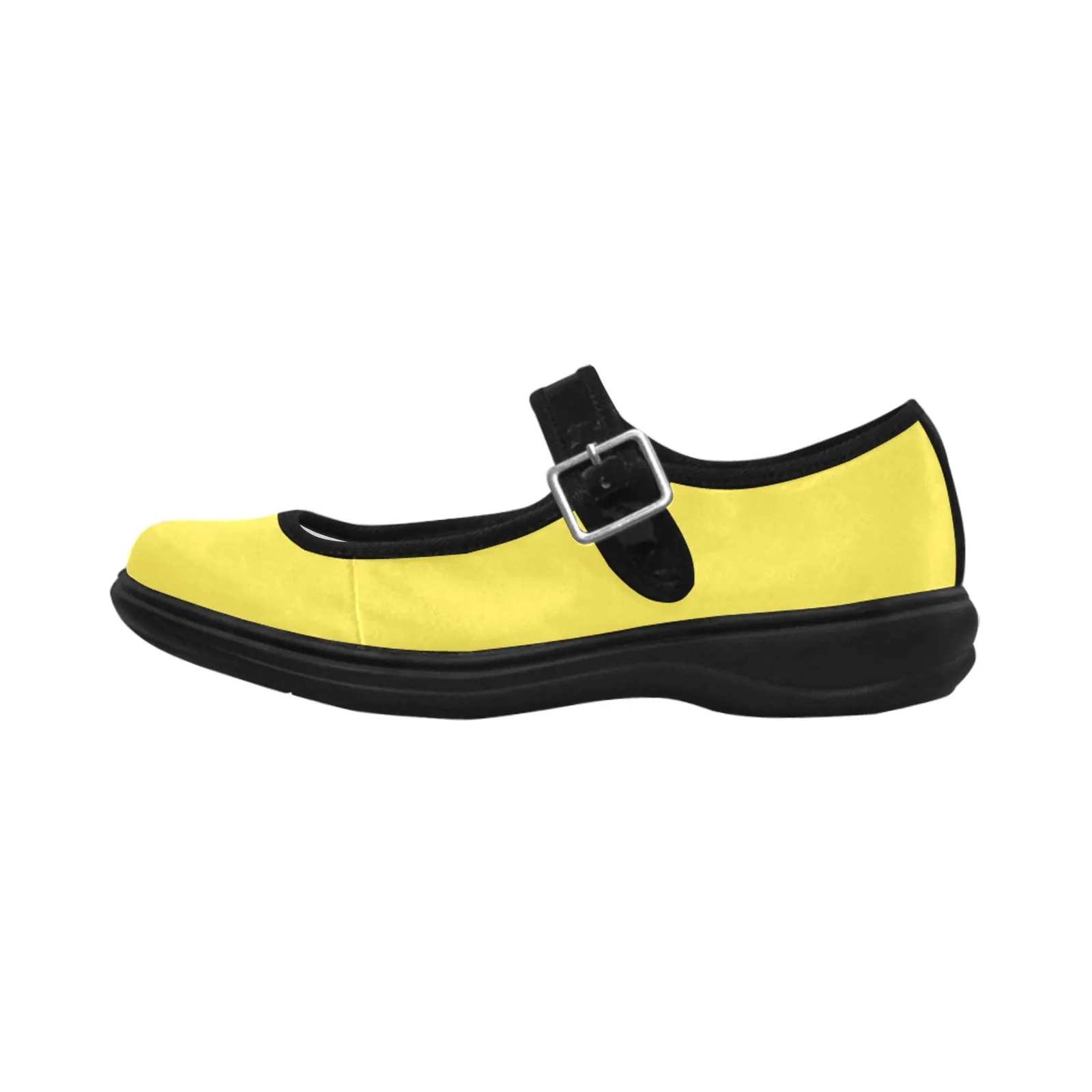 Yellow Mila Satin Women's Mary Jane Shoes (Model 4808)